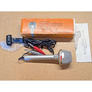 Vtg Realistic Electret Condenser Stereo Microphone No 33-919A Nice Gray Silver